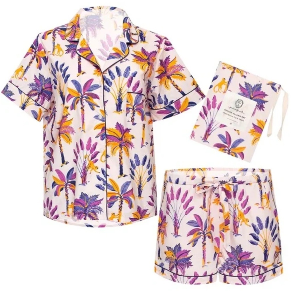 Printfresh Monkey Business Purple Pajama Shorts Sleep Set 4XL